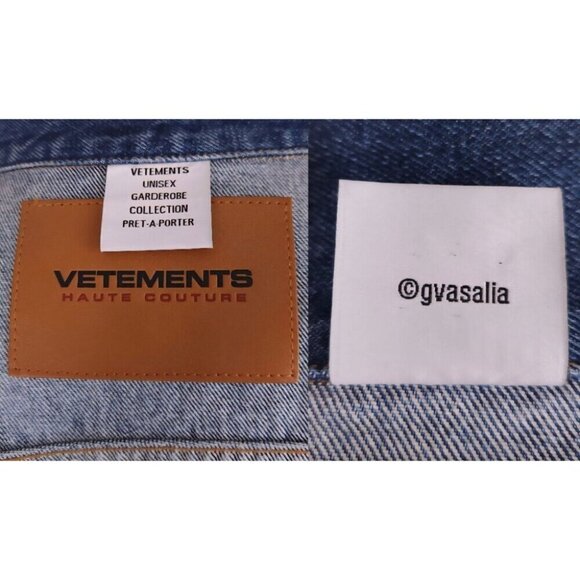 VETEMENTS Denim Black Fire Jacket Size L Mens Unisex Blue $2290 - Picture 12 of 16